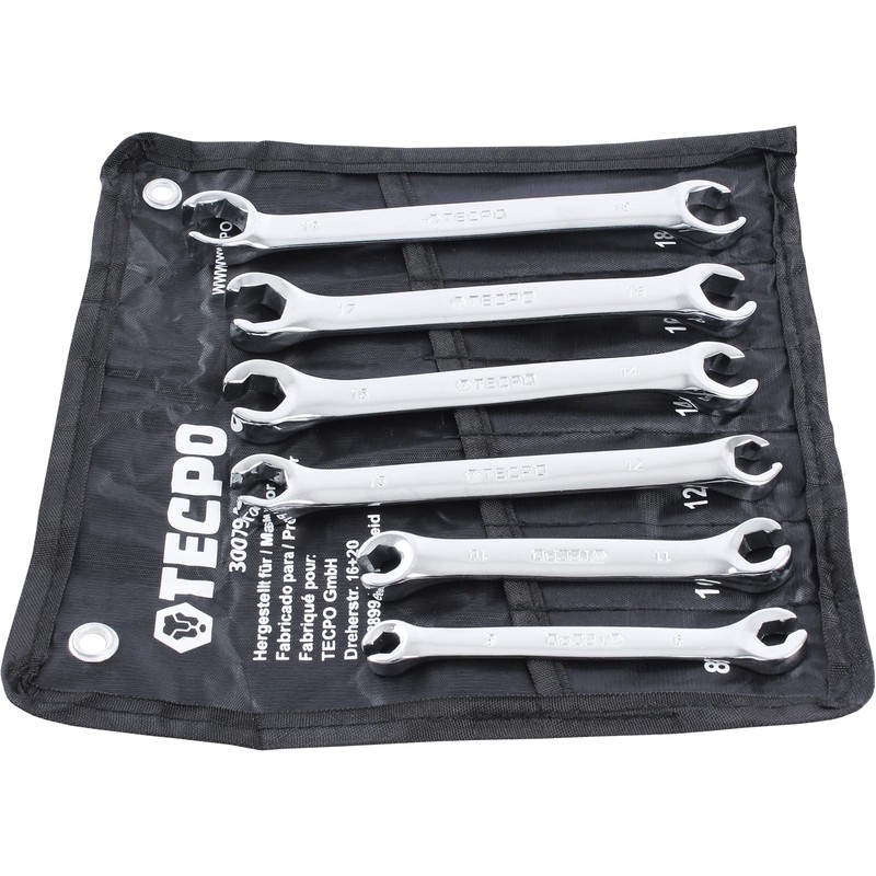 TECPO Brake Line Wrench 8-19 mm Ring Spanner Set Open