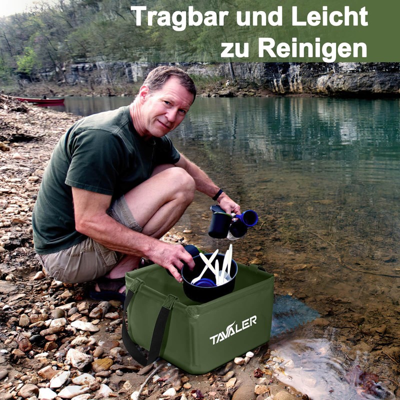 Tavaler Folding Bowl Camping 15 L, Foldable Washing Bowl Camping,