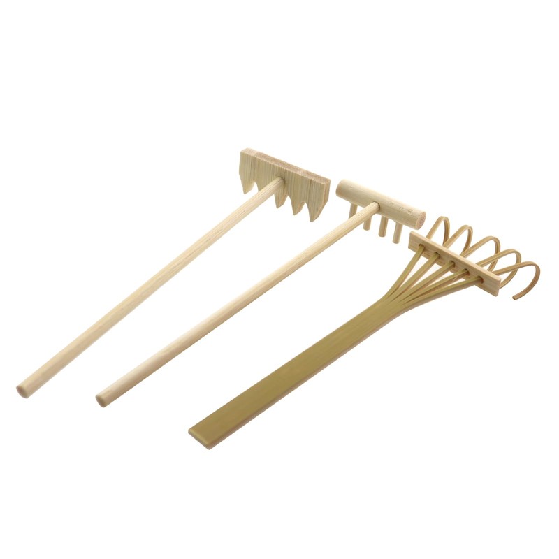 Caishun 3PCS Mini Zen Garden Rake Bamboo Sand Rake Tools