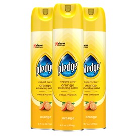 Pledge Enhancing Polish, Wood & Furniture Spray, Orange Scent, 9.7oz (Pack of 3)