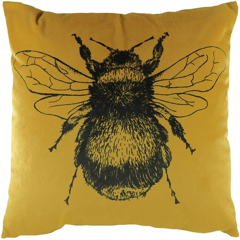 Evans Lichfield Gold Bee Cushion Cover, Black, 43 x 43cm