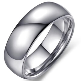 Adreamz 8mm Mens Womens Silver Tungsten Carbide Ring Wedding Band For Men Women High Polish Finish 9