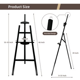 Stuelloaf Adjustable Wooden Painting Easel, Pine Art Easel Stand Hold up to 43'', Painting Canvas for Wedding Sign and Poster, Drawing for Adults, Begginners and Students, Walnut
