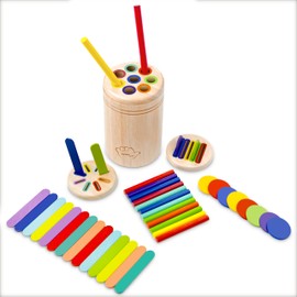 Bublo Baby Montessori Wooden Toys for Kids Ages 1-5 – 3-in-1 Fine Motor Skills Toy, Color Sorting, Object Permanence, Educational Sensory Learning Toy for Toddlers, Boys & Girls Gift