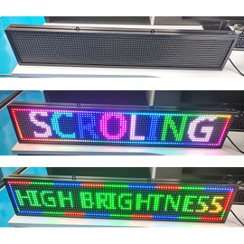 HS Programmable Scrolling led sign, High Brightness Full Color Outdoor Waterproof, Digital Display Board for Advertising Store Business Window Restaurant P10 (39''x8'')