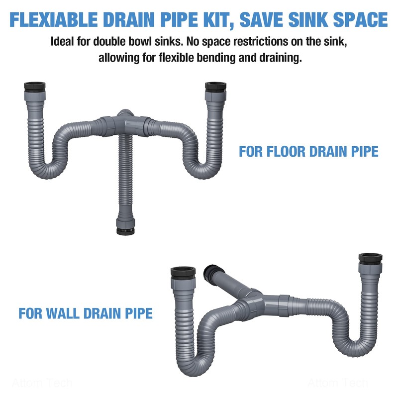 NiHome Expandable Flexible 1 1/2" or 1 1/4" P-Trap Pipe