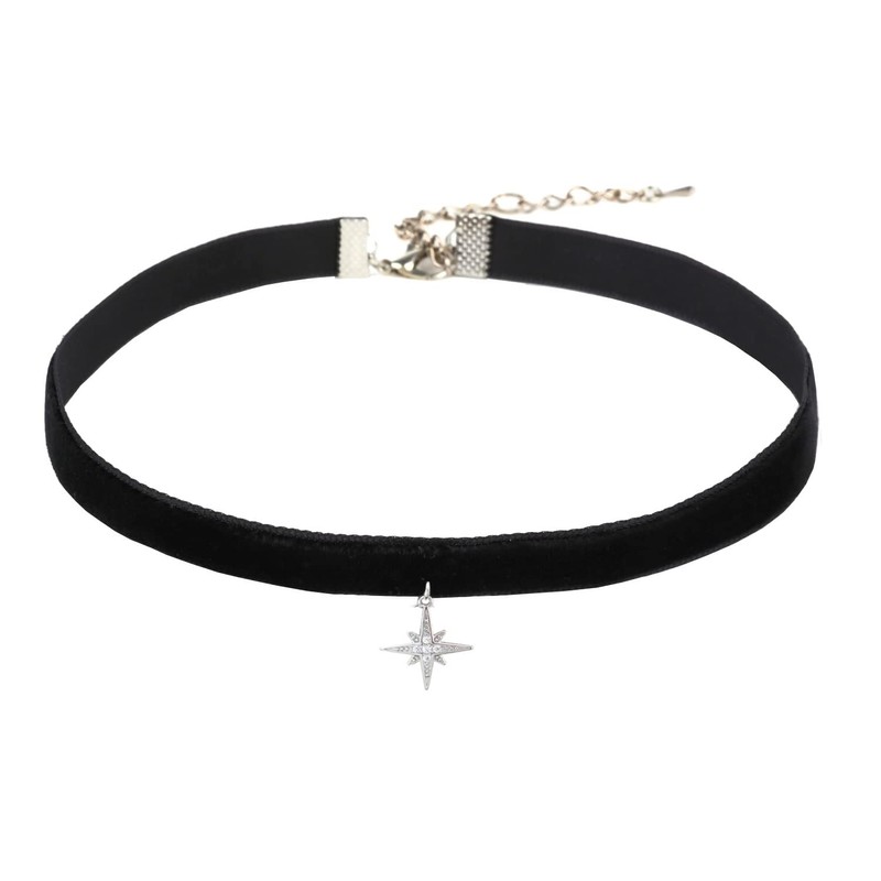 Velvy c233 Original Star Cross Black Simple Choker Women's Necklace,