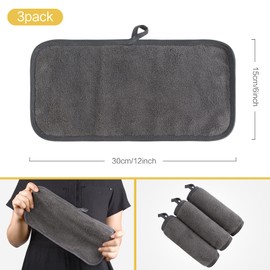 KinHwa Face Cloths Terry Cloth Pack of 3 Make-Up Remover Cloth Microfibre Make-Up Wipes Soft & Absorbent Facial Cleansing Wipes Reusable & Washable Lint-Free & Luxurious Grey 15 cm x 30 cm