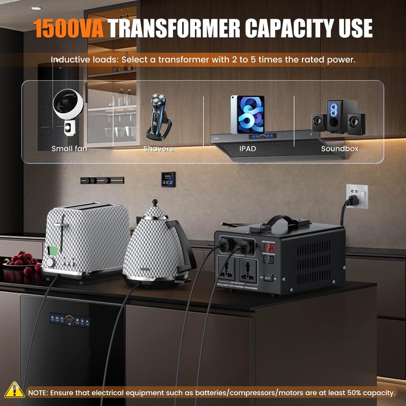 1500W Voltage Converter Transformer Step Up 110V/120V to220V/240V or Step