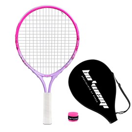 bo'weiqi bo'weiqi 17" Kids Tennis Racket for Aged 2-3, Lightweight Toddler Tennis Racket for Outdoor/Indoor Sports Including 1 Tennis Racket,1 Replacement Overgrip and 1 Shoulder Strap Bag(Pink)