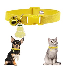 Yellow XS Dog Collar with Bell, Pretty Hot Pink Cat Collars with Bells Girl Puppy Collar for XXS XS Tiny Pet Female Dogs Kitten Animal, XSmall