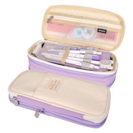 Logwinter Pencil Case Large Capacity Pencil Box For School Student Kid Teen Back to School Pencil Bag Office College Supplies Pencil Pouch Box (Purple)