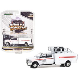 2018 Ram 3500 Dually Tire Service Truck White Firestone and Bridgestone Emergency Road Service Dually Drivers Series 13 1/64 Diecast Model Car by Greenlight 46130D