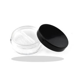 HAHIYO 4pcs 10ml/0.34oz Plastic Empty Travel Compact Case Makeup Cosmetic Jar Refillable Powder Box No Leak Holder with Rotatable Sifter and Black Screw Lid