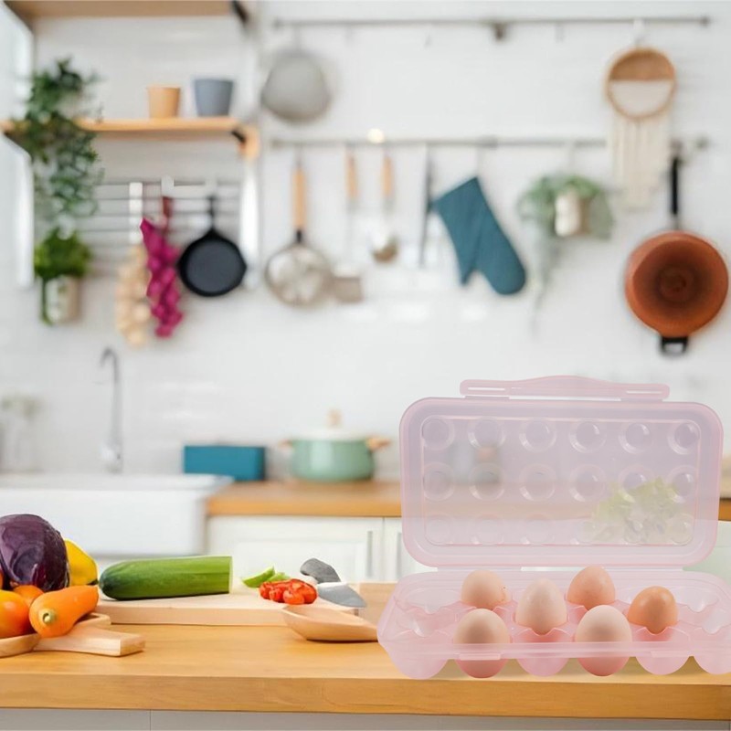 MKNZOME Egg Box 18 Eggs Portable Egg Storage Fridge Plastic