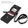 HAWEE Badge Holder with Zipper Genuine Leather RFID Keychain Wallet