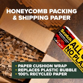 Scotch Cushion Lock Protective Wrap, 12 in x 50 ft, Sustainable Packaging Solution for Packing, Shipping and Moving, No Scissors or Tape Needed, Great Alternative to Bubble Cushion Wrap (PCW-1250)