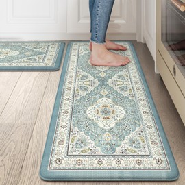 Collive Boho Anti Fatigue Kitchen Mats Sets 2 Piece Non Skid Kitchen Mats for Floor Cushioned Kitchen Rugs and Mats Waterproof Ergonomic Comfort Standing Mat Runner for Kitchen,Home,Office,Laundry