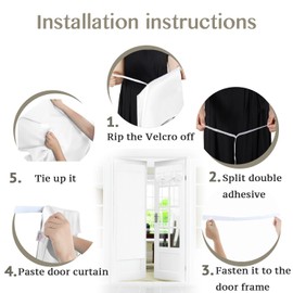 Flamingo P Room Darkening French Door Curtain for Tricia Window Door, Pure White Door Curtains, Thermal Insulated Energy Saving Curtain/Drape/Drapery, Single Panel, 26 x 68 Inches