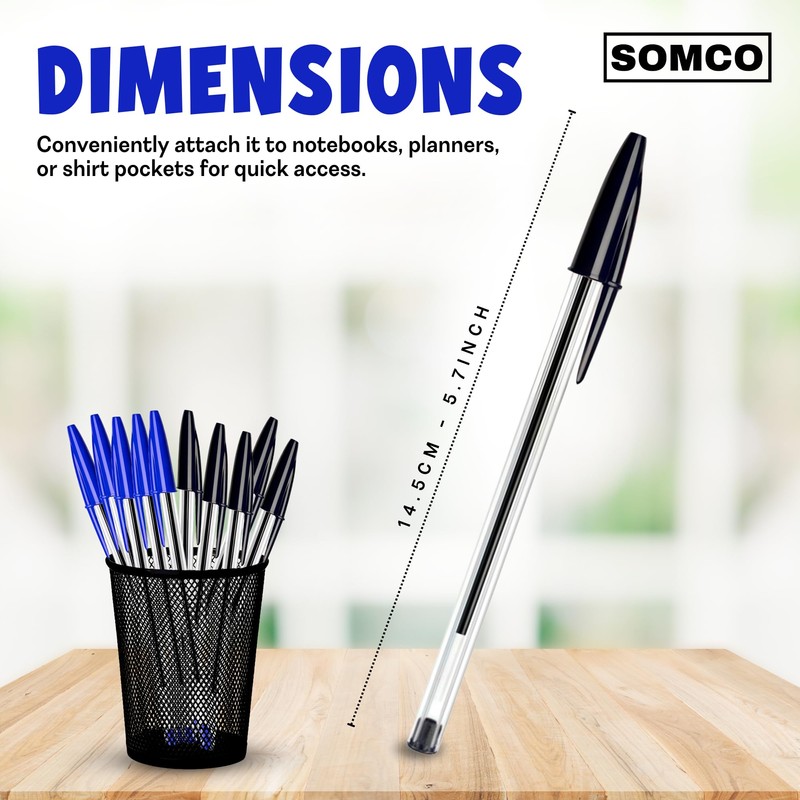 SOMCO - Pack of 5 Black & 5 Blue Biro