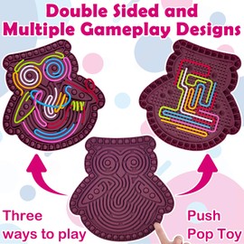 Sensory Activity Board Silicone Fidget Toys for Kids Owl Busy Board for Fine Motor Skill, Stress Relief, Anxiety ADHD, Autism, Kids 3+ Decompression Board with 18 Strings Red