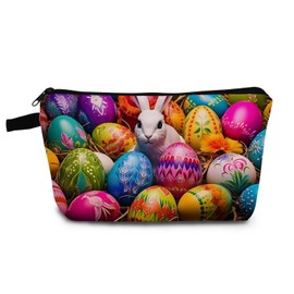 YULUENZE Easter Bunny Makeup Bag Cute Small Organizer Bag with Zipper Easter Bunny Cosmetic Bag Aesthetic Birthday Present for Women Sisters Friends