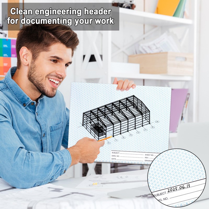 1 Pack 50 Sheets 8.5" x 11" Isometric Graph Paper