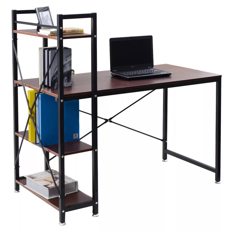 Computer Desk With 4-Layer Shelves PC Workstation Study Table Home