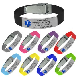 Medical Bracelet - Alert Bracelet - Medical Alert Bracelet for Men - Medical Alert Bracelet for Women - Includes Emergency Medical Card and Personal Health Record (Pink)
