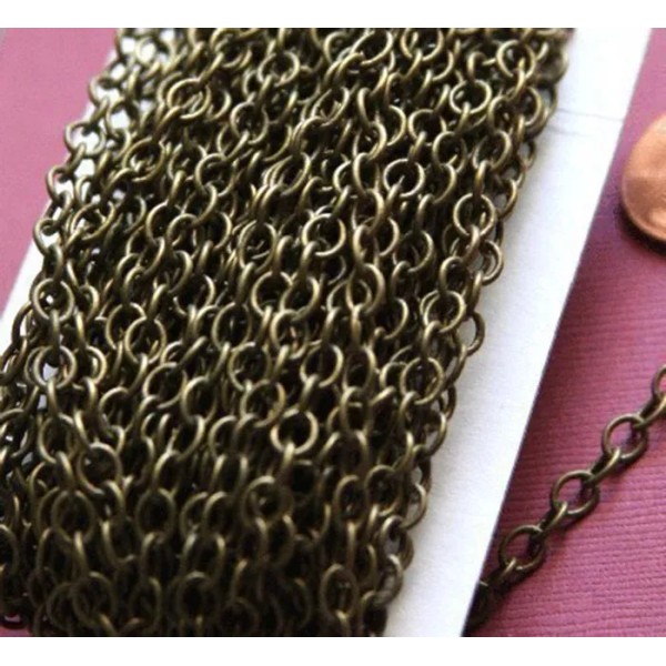 Unbranded 10ft of Antiqued Brass Round Cable Chain 4x5mm