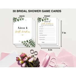 OZTEMETY Bridal Shower Games - Greenery Engagement Party Game Cards for Wedding, Bachelorette Party - Bridal Shower Decorations - Advice & Well Wishes - 30 Cards(017)
