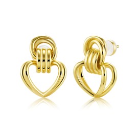 ALEXCRAFT Gold Ohrringe Damen, Chunky Herz Ohrringe Hypoallergen Große Herzen Baumelnde Ohrring Vintage Ohrring für Frauen Damen