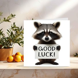 Good Luck Card - Raccoon New Job Card Co worker leaving card 145x145mm