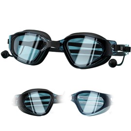 HSTWODE Optical Swimming Goggles with Prescription, Dioptres: -0 to -6.0, Anti-Fog, Anti-Fog, UV Protection, Super Fit, Includes Sturdy Box (Dark Night, -6.0)