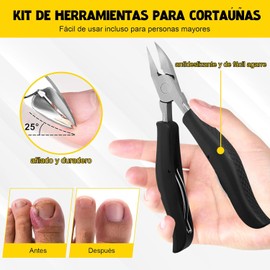 Yakiter 16 Pcs Kit de Herramientas Cortauñas,Cortauñas para Podólogo Profesional,Cortaúñas Grueso para Personas Mayores,Alicates para Uñas de Pie de Acero Inoxidable,con Bolsa de Almacenamiento,para Todo Tipo de Uñas Encarnadas,Paroniquias,Uñas Duras