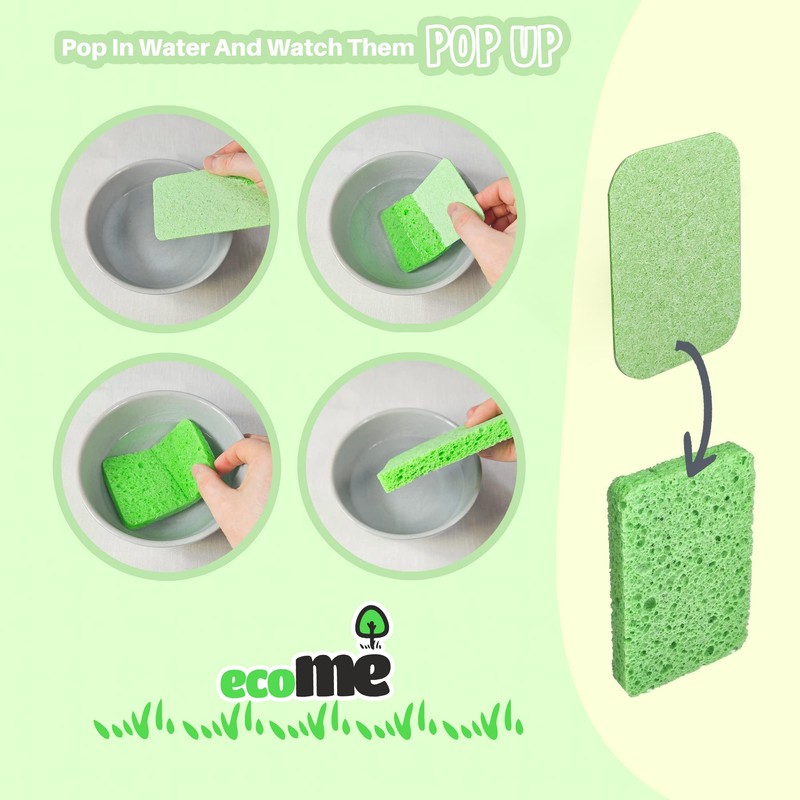 ecoME | 'Pop-Up' Eco Sponges | 8 Pack | Compostable