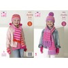 King Cole 5263 Knitting Pattern Childrens Girls Scarves Helmets Mitts