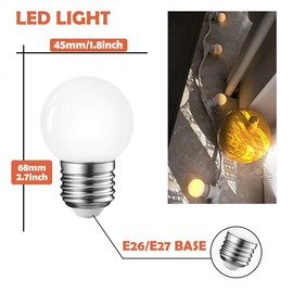 MZyoyo LED Night Light Bulb,E26 G45 G14 Base 1W Night Light LED Edison Bulb,Soft White 3000K,Not Dimmable LED Globe Bulb,for Ceiling Fan,Night Light,Chandelier,Vanity Light Bulb AC120V 6 Pack