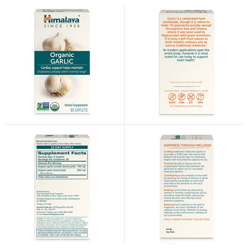 Himalaya Organic Garlic, For Lipid Metabolism and Immune Support, 1,400