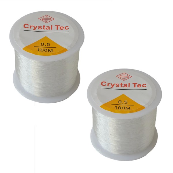 LISSION Clear Bead Cord, Elastic String for Bracelets 0.5mm, 2