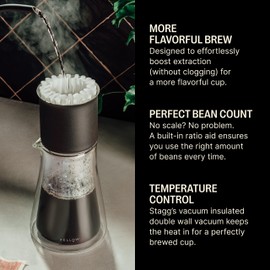 Fellow Stagg Pour-Over Coffee Dripper 20 oz [XF], For Brewing a 20 oz cup of Coffee, Stainless Steel Double Wall Vacuum Insulated, Non-Clogging, Fast Drip, Portable Coffee Maker + 20 Filters