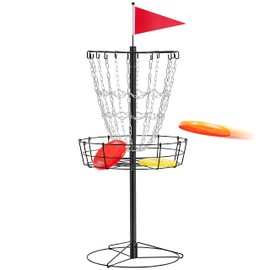 Topeakmart Disc Golf Set 12 Chain Disc Target Basket Portable with Discs for Outdoor Black