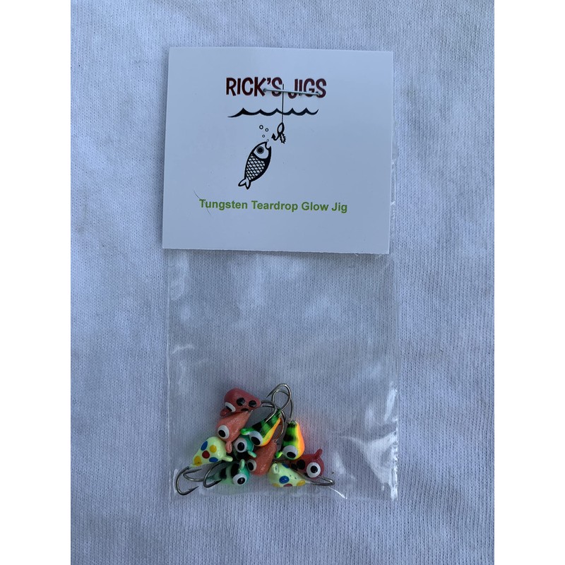 Tungsten Tear Drop 5mm Glow Jig Set of 10 1/16th