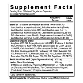 Best Naturals Best Naturals Probiotics for Women 100 Billion CFU - 10 Strains + Prebiotics Fiber + Digestive Enzyme Blend + Women's Health Herbal Blend - Immune, Digestive & Gut Health - 60 Deleyaed Capsules