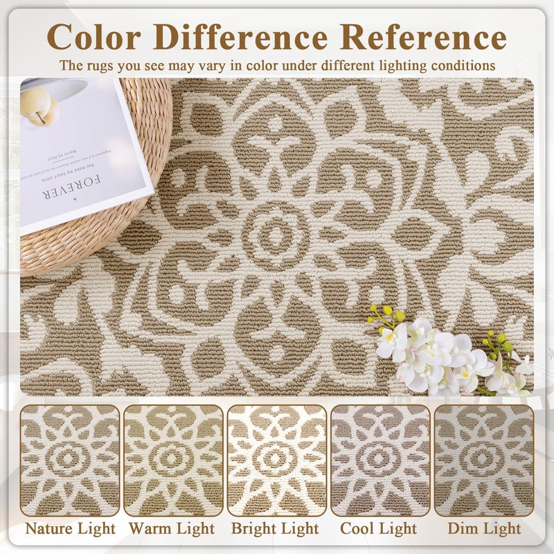 U'Artlines 4ft Round Area Rug Non Slip Low Pile Circle