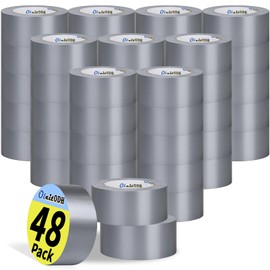 48 Pack Silver Duct Tape Heavy Duty Bulk, 2 inch X 1440 Yards, Strong No Residue All-Weather Duct Tape, Waterproof, Tear by Hand, Multi-Use for Indoor & Outdoor Repairs, Industrial, Professional Use