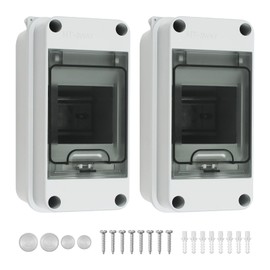 MaxEarn Pack of 2 Surface-Mounted Distribution Boxes, IP65 Waterproof Fuse Box, Surface-Mounted, 1 Row for 3 Modules, Small Distribution Box with Mounting Screws for Garden or Outdoor Use