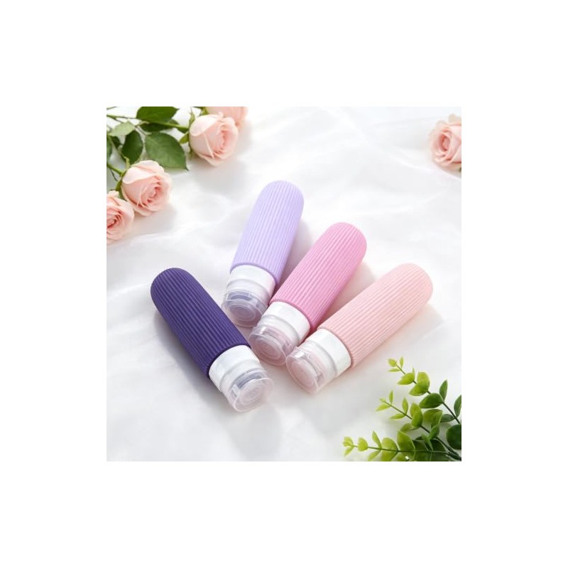 4 Pcs Botellas de Viaje de Silicona, Accesorio Portátil de