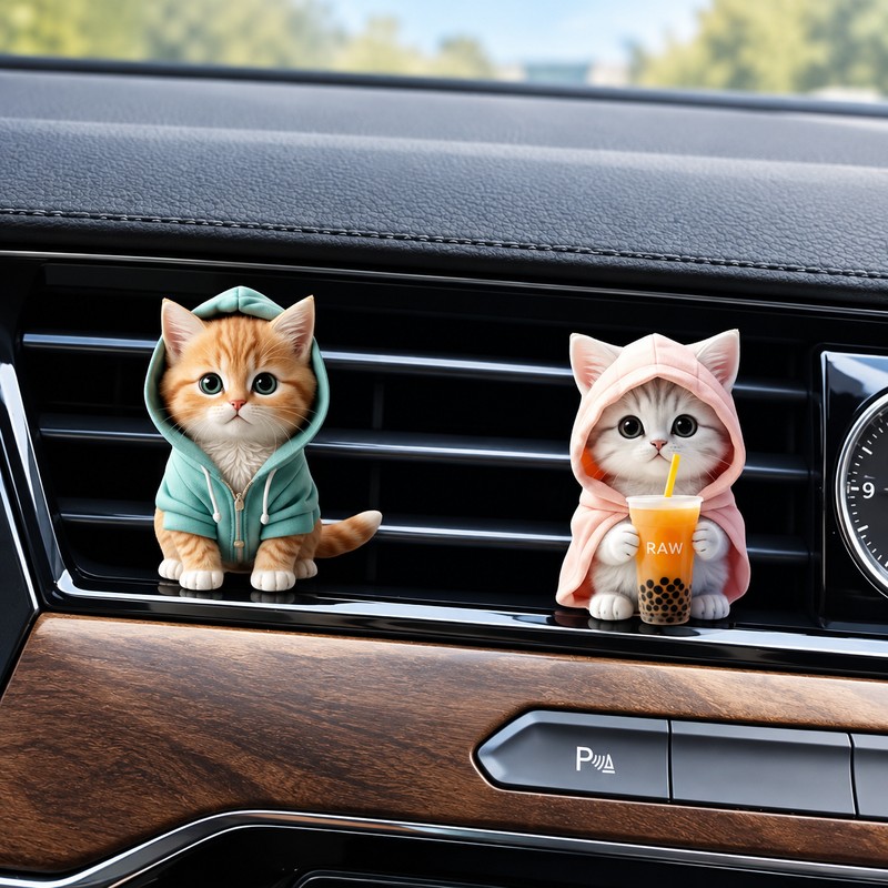 2D Cute Cat Car Air Freshener Vent Clip for Car
