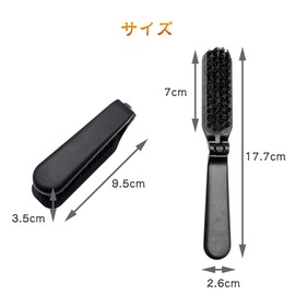 PrimeBlis Hair Brush, Comb, Foldable Pig Hair Portable Brush for Scalp Massage, Shiny and Smooth Hair, Suitable for All Hair Types, Unisex (Black)